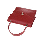 Chanel - Vintagetaske Cc Flap Top Handle i kalveskind - Rød