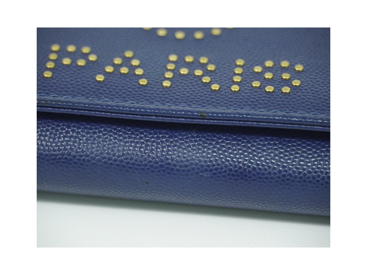 Chanel - Deauville Flap Wallet Lang Pung I Læder - Marineblå