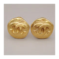 Chanel Vintage CC Pendientes de clip redondos Metal Pequeño