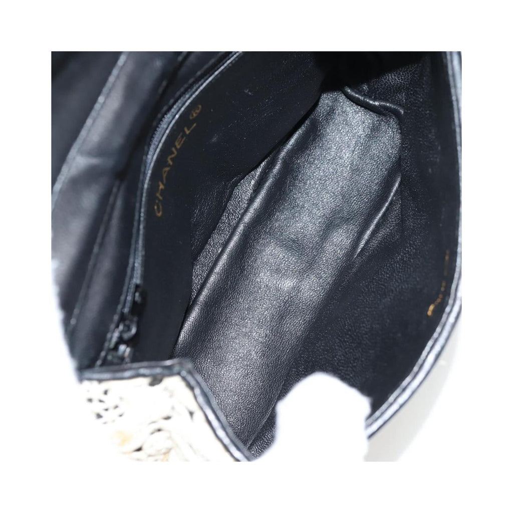 Chanel - Sac Porté Épaule Floral Cc Flap Bag Cuir - Blanc