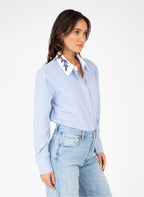 Saby Embroidered Collar Shirt - Blue