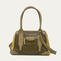 Bolso Bowling De Piel Grabado Cocodrilo June S Caqui