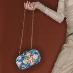 Chiara Silk Velvet Blue Snowflakes Bag