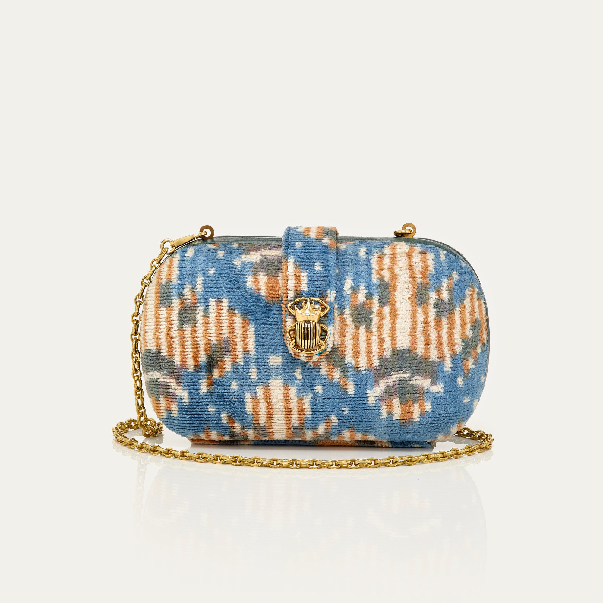Chiara Silk Velvet Blue Snowflakes Bag