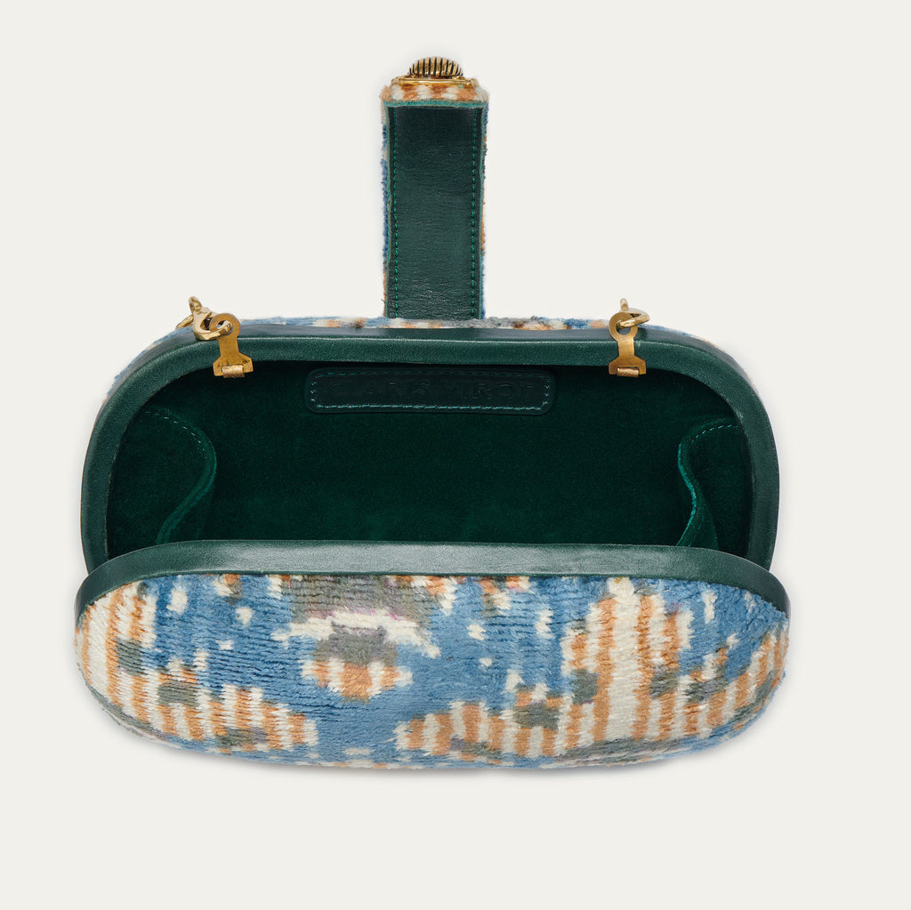 Chiara Silk Velvet Blue Snowflakes Bag