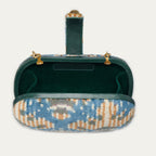 Chiara Silk Velvet Blue Snowflakes Bag