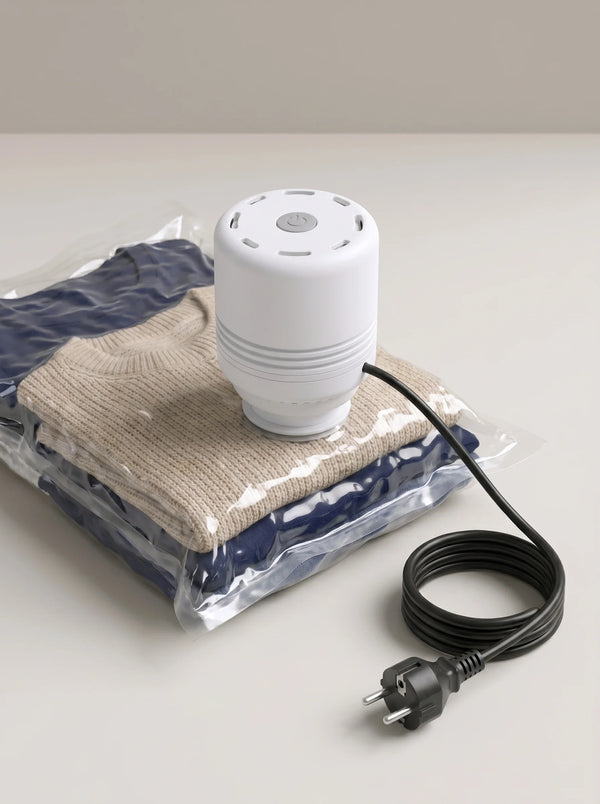 Set de Almacenamiento al Vacío para Viaje: 8 Bolsas de Compresión + Bomba Eléctrica