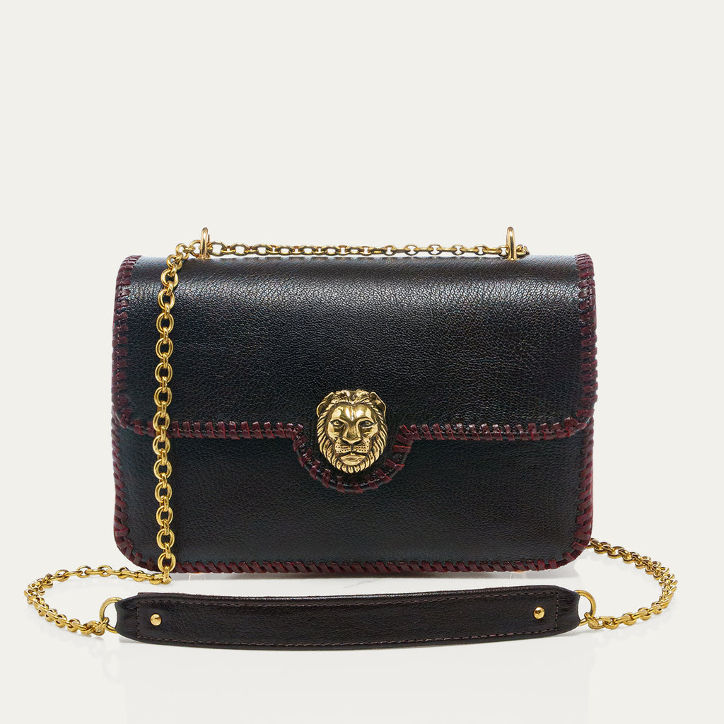 Bolso De Piel Ava Grande Bordado Marrón