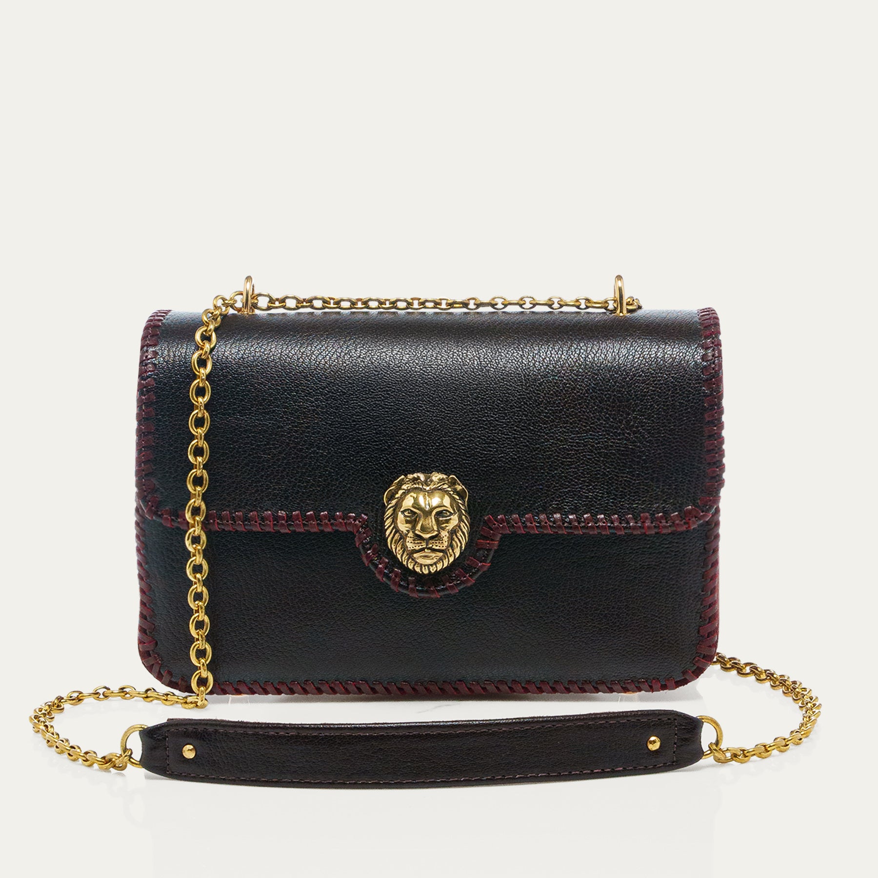 Bolso De Piel Ava Grande Bordado Marrón