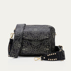 Bolso Big Charly de Napa Negra con Estampado Bandana