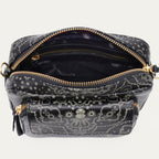 Charly Black Nappa Leather Bag with Bandana Print