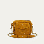 Bolso Charly De Piel De Ante Ámbar Con Tachuelas