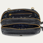 Clara Croco Embossed Leather Bag Black