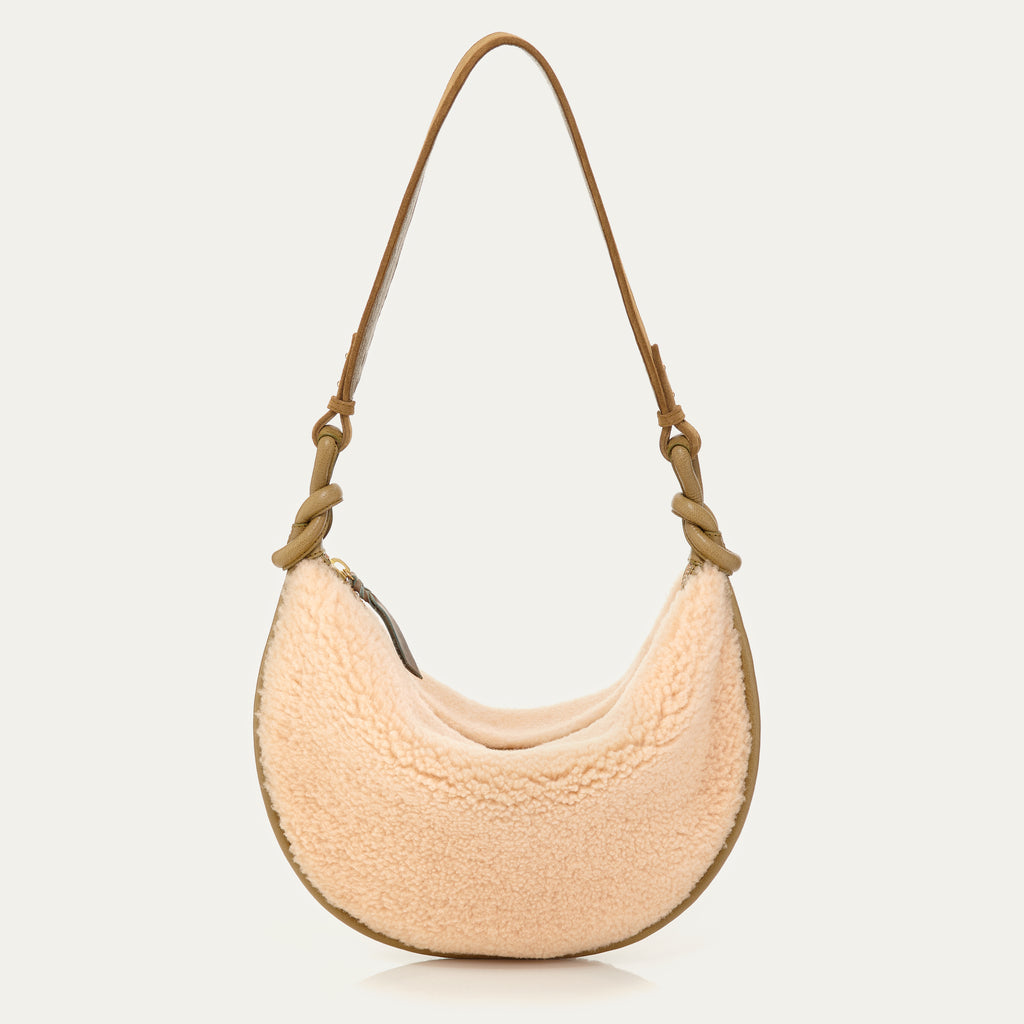 Bolso Chris de piel de oveja color crema