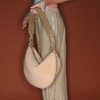 Bolso Chris de piel de oveja color crema