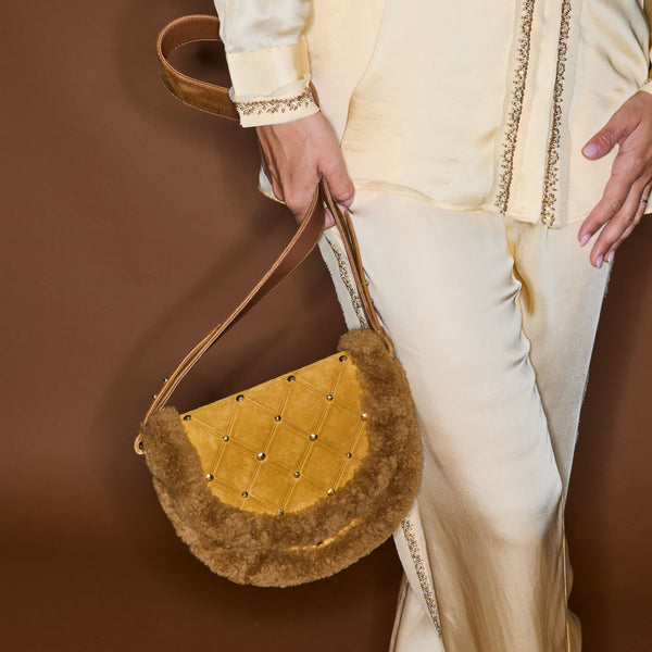 Victoria Copper and Amber Shearling Bag