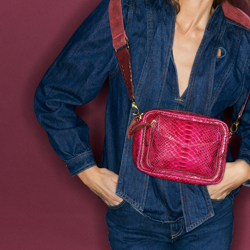 Bolso Charly Celosia Pitón Rosa