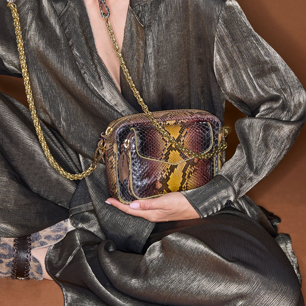 Bolso Charly De Pitón Ojo De Tigre