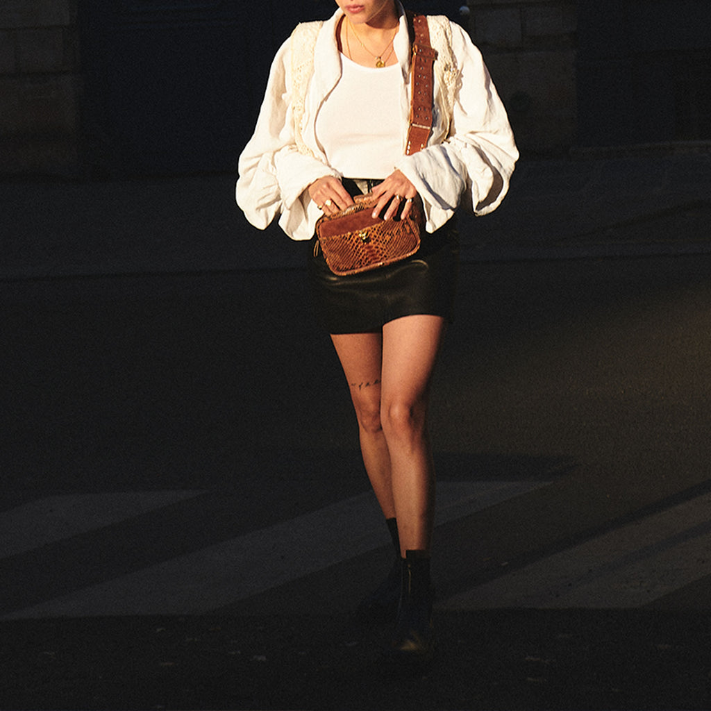 Lily Mocha Python Bag