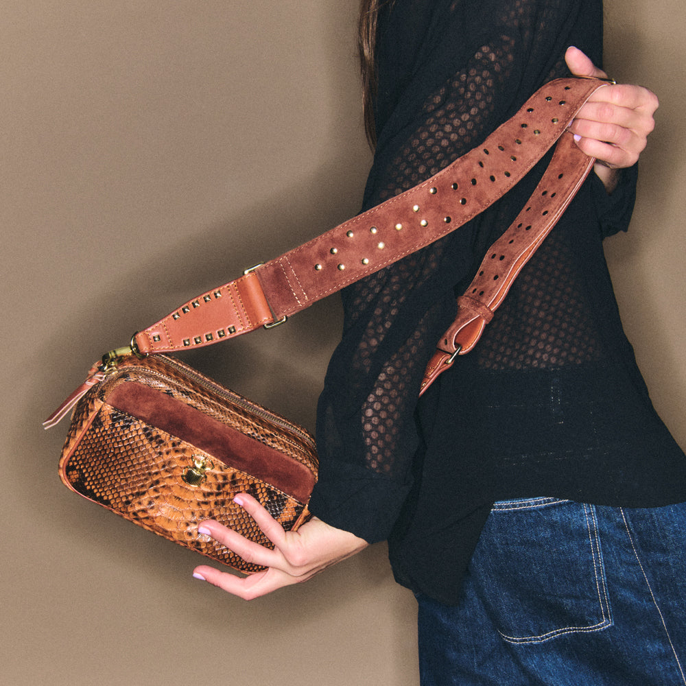 Lily Mocha Python Bag