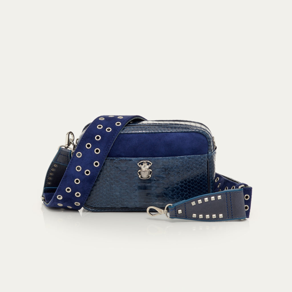 Bolso Lily De Pitón Azul Marino