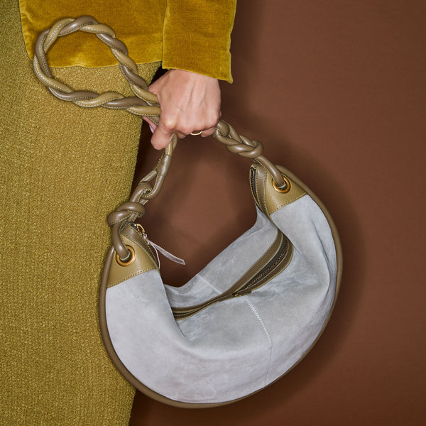 Bolso Chris Grande De Ante Gris Perla
