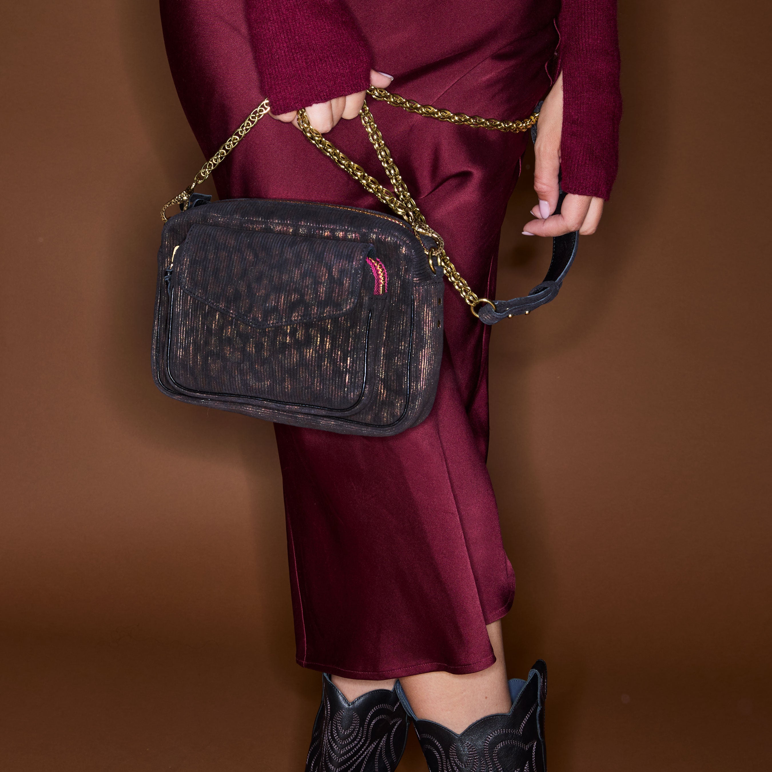 Bolso Charly Ante Camuflaje Metalizado