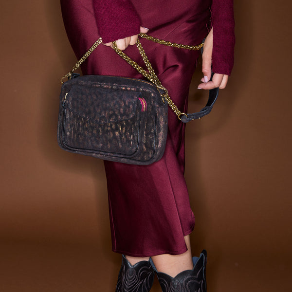 Bolso Charly Ante Camuflaje Metalizado