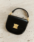 Sac Thea Moyen En Cuir Brillant - Noir