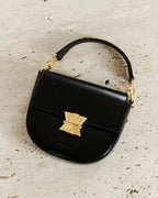 Sac Thea Moyen En Cuir Brillant - Noir