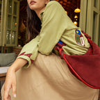 Burgundy And Ruby Chris Velvet And Python Calfskin Bag