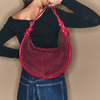 Burgundy And Ruby Chris Velvet And Python Calfskin Bag