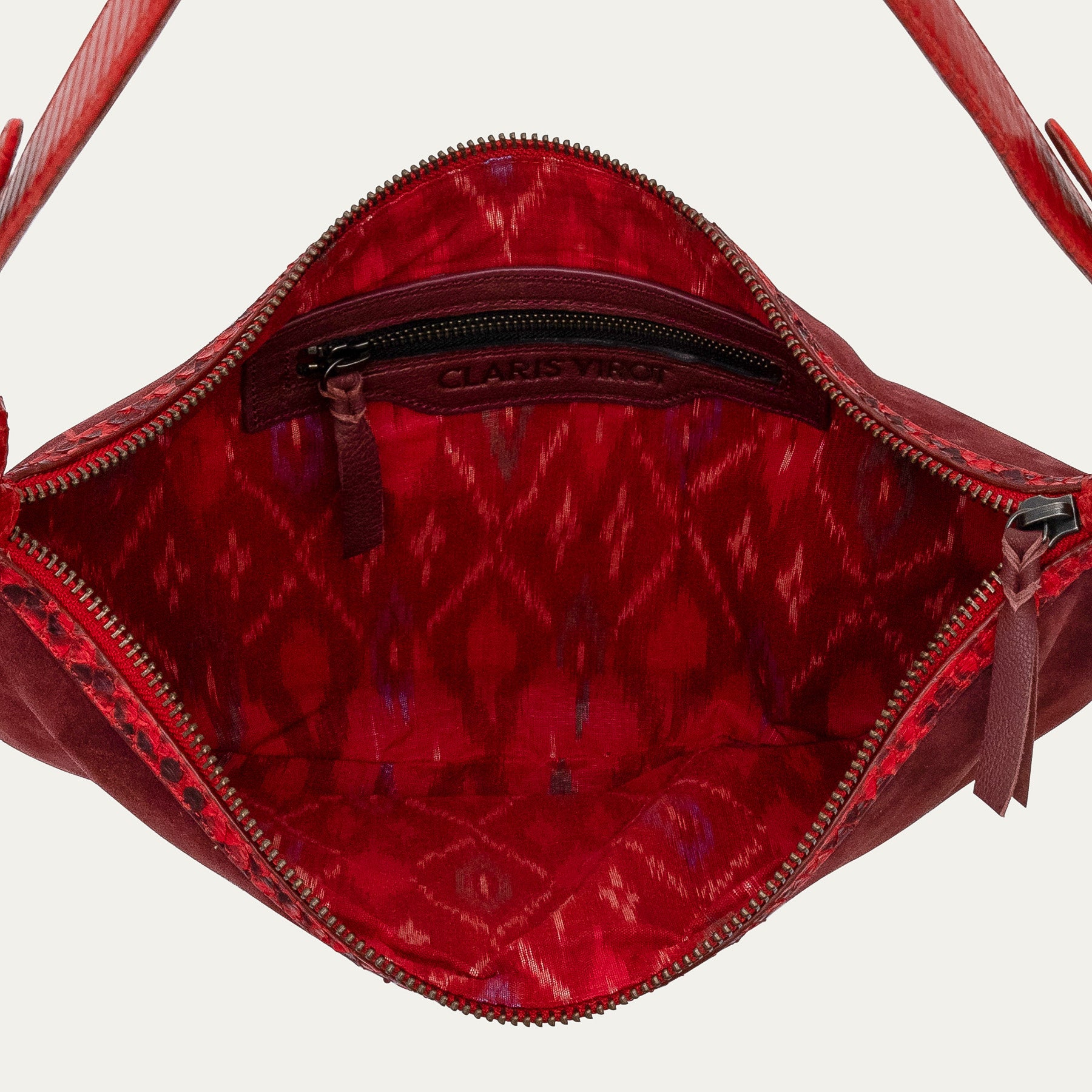 Burgundy And Ruby Chris Velvet And Python Calfskin Bag
