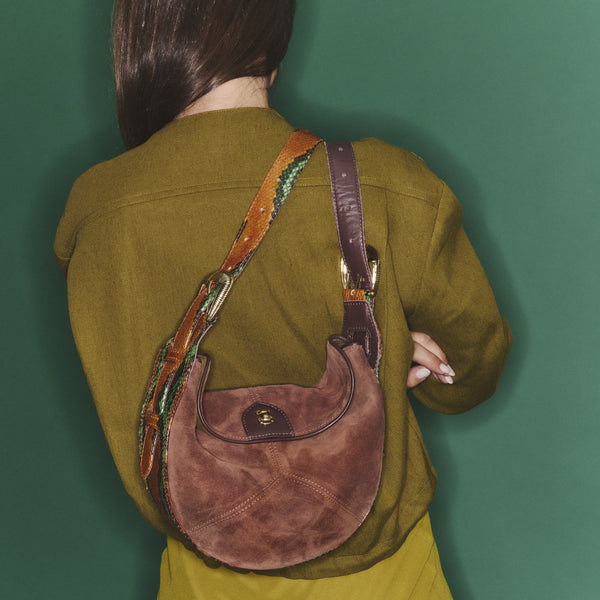 Estelle Velvet & Python Calfskin Bag Cognac Oasis