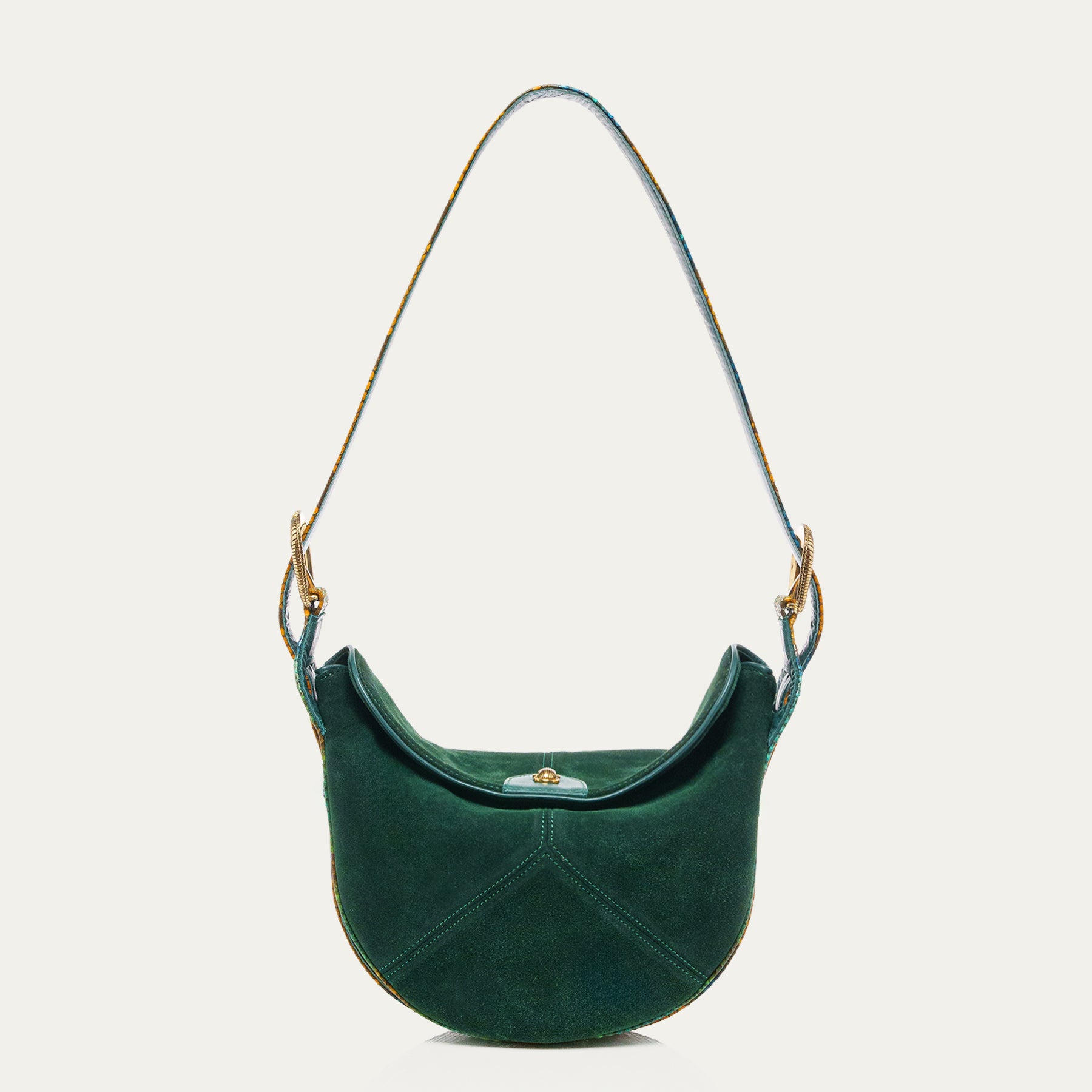 Estelle Velvet Calfskin & Python Bag Jade Green Lotus Blue