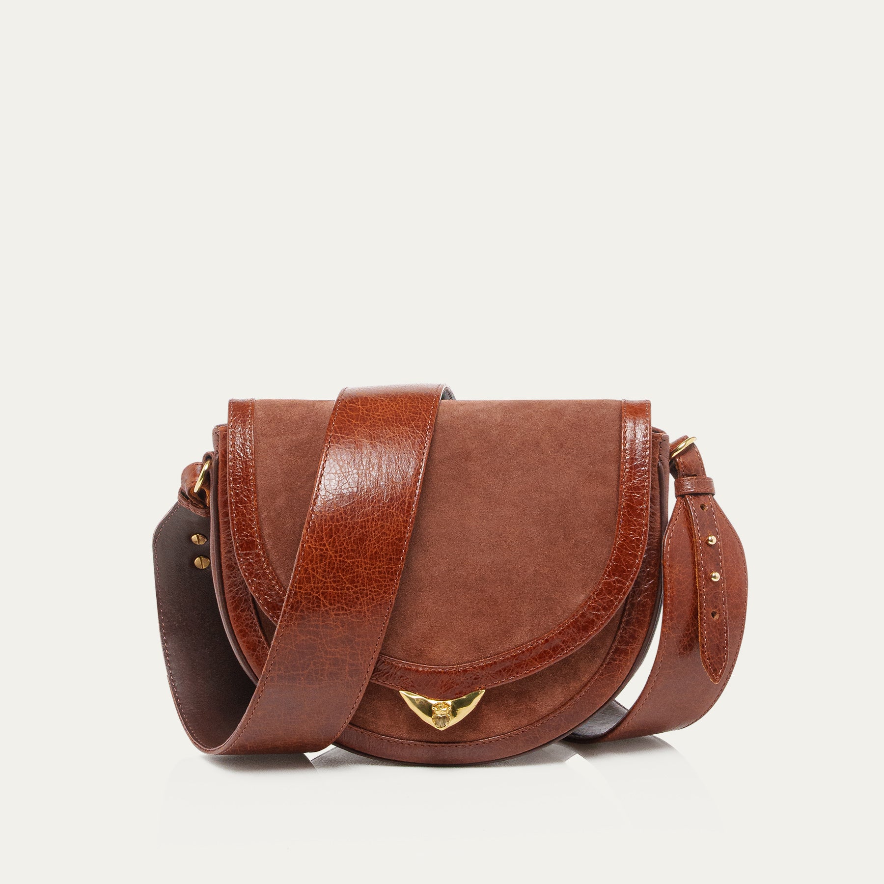 Bolso Victoria de piel de becerro de terciopelo coñac