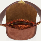 Bolso Victoria de piel de becerro de terciopelo coñac