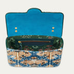 Bolso Big Ava De Terciopelo De Seda Copos De Nieve Azules