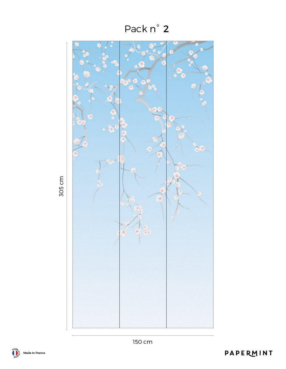 Mural Sakura - Bleu Ciel