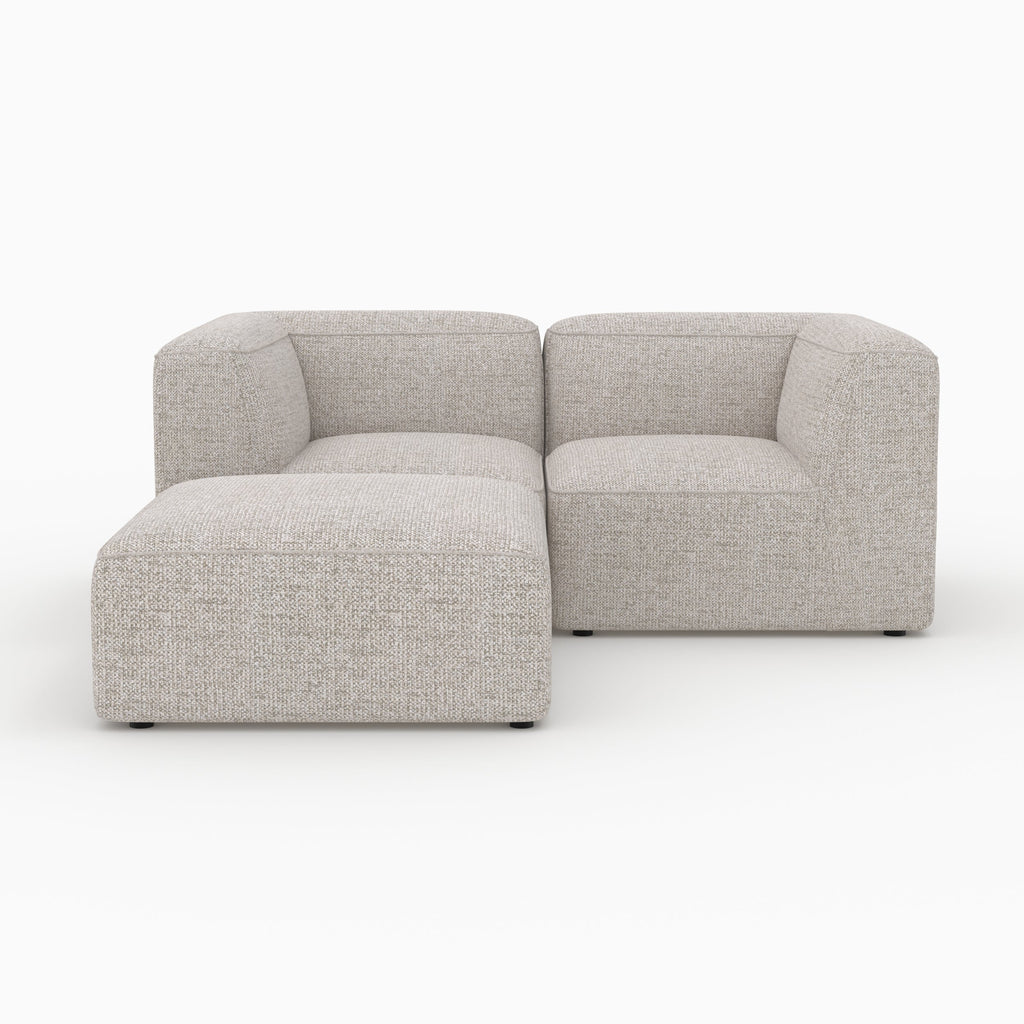 Hestia - Canapé Modulable En Tissu Beige 2 Places Avec Pouf