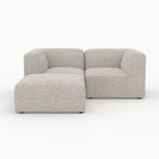 Hestia - Canapé Modulable En Tissu Beige 2 Places Avec Pouf