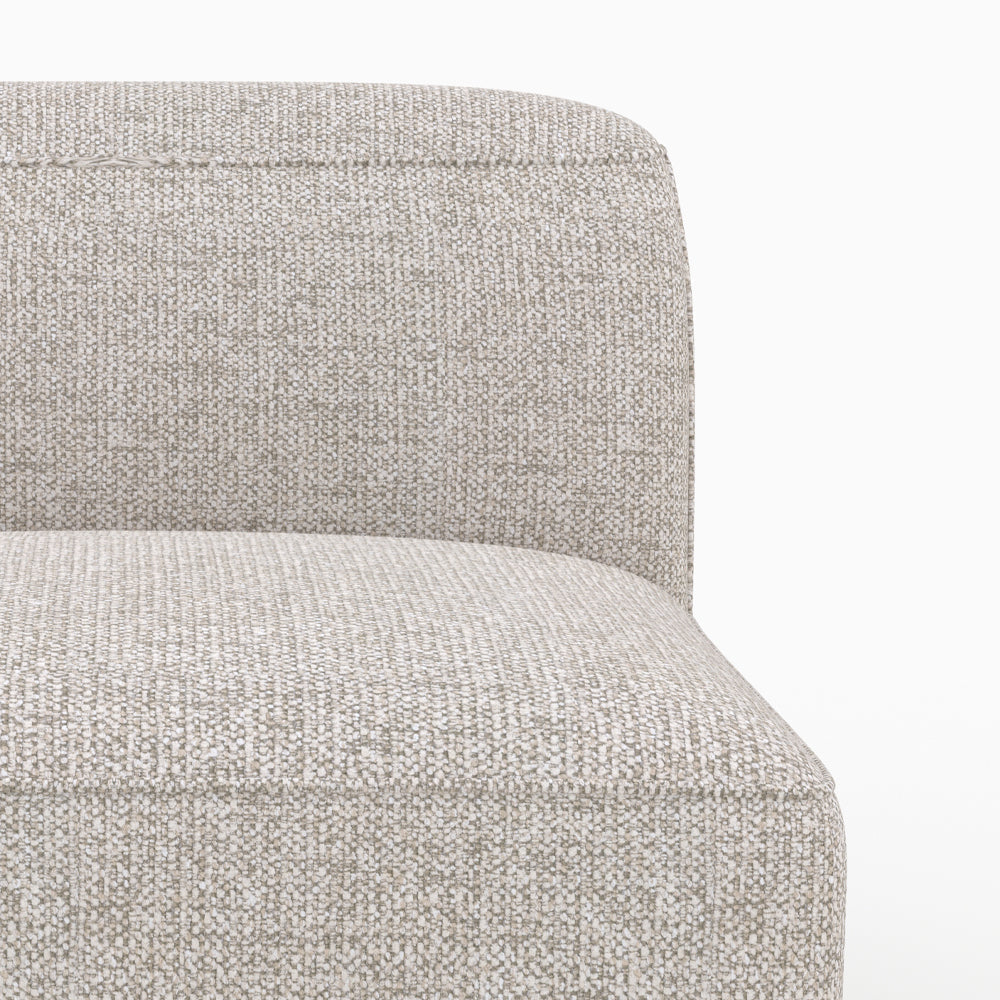 Hestia - Canapé Modulable En Tissu Beige 3 Places Avec Pouf