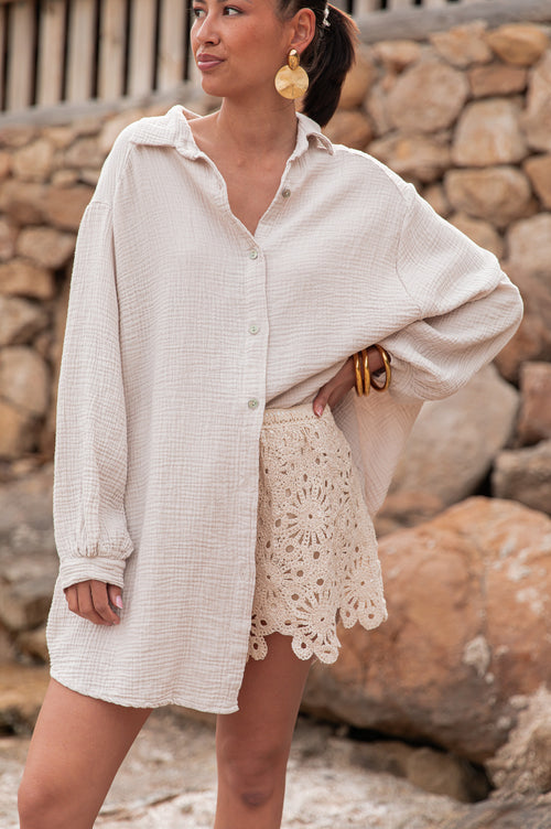 SAMI Beige - Cotton Gauze Shirt