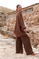 SAMI Chocolat - Camisa de gasa de algodón