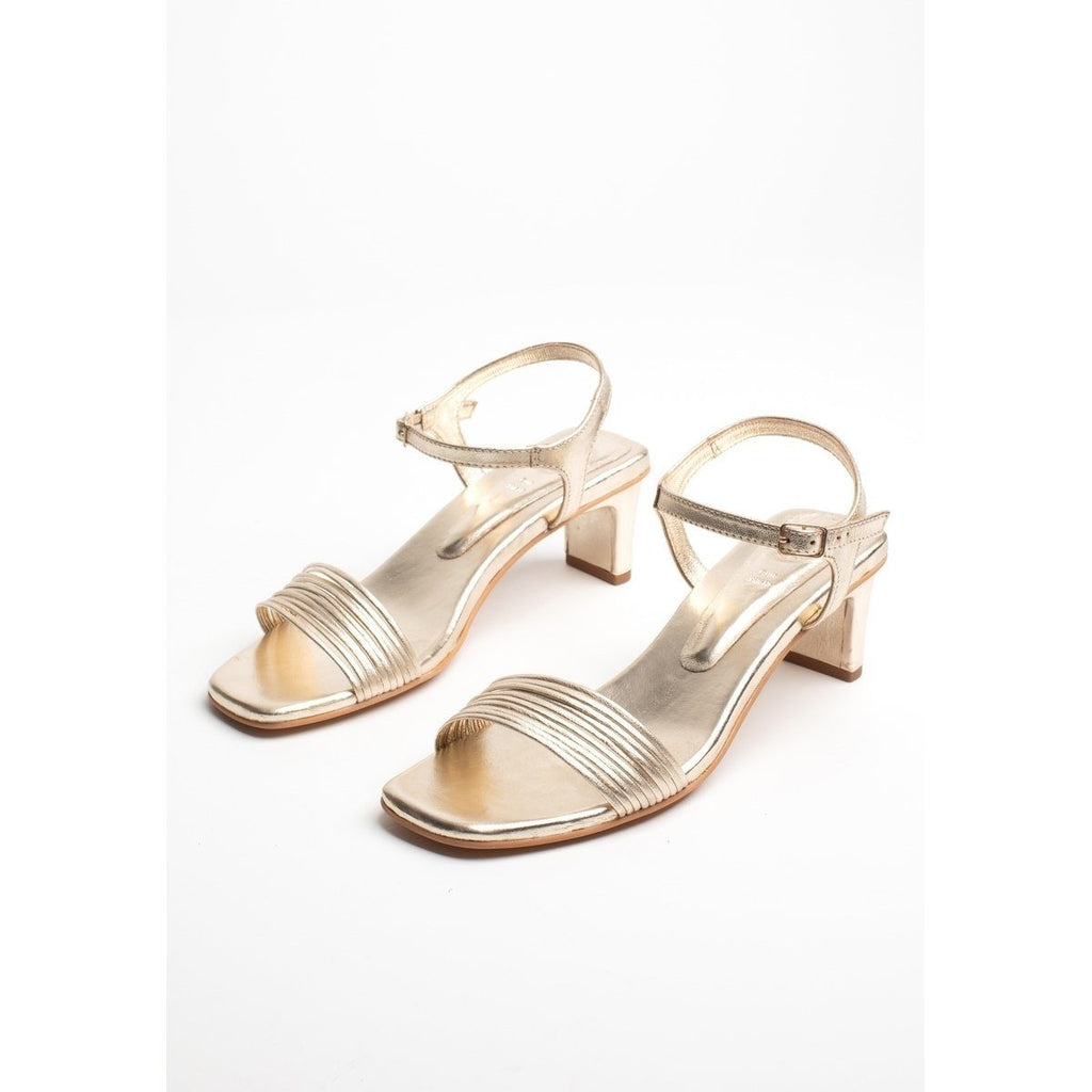 White Sun - Sandales Talon Abey - Gold Sheep Nappa - Gold