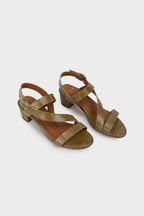 Sandalias De Tacón Vista - Croco Caqui