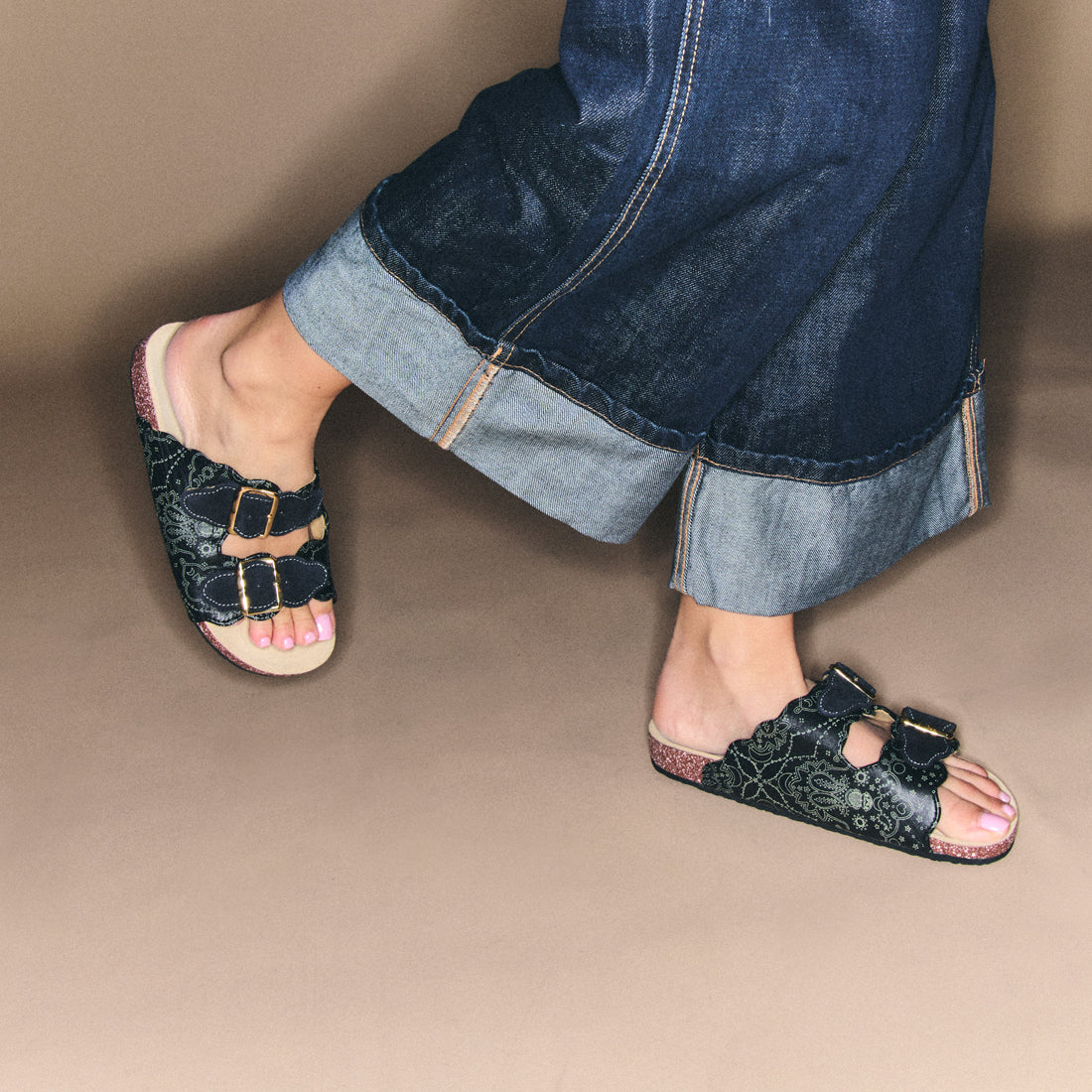 Odette Bandana Black Nappa Leather Sandals