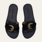 Sandalias de cuero negras mezcla violeta