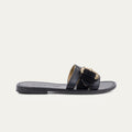 Sandalias de cuero negras mezcla violeta