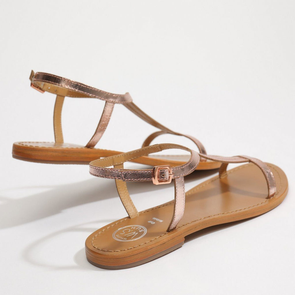White Sun - Sandales Miramar - Cow Rose Gold - Goldpink